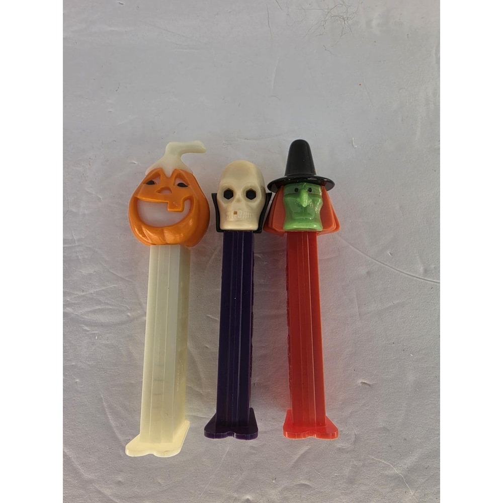 Vintage PEZ Halloween Dispensers Lot of 3 Pumpkin Skull Witch Slovenia Hungary - Picture 2 of 5